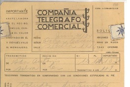 [Telegrama] 1934 jun. 21, San Antonio, Chile [a] Luis Omar Cáceres, Santiago, Chile