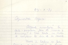 [Carta] 1977 oct. 27, [Santiago], Chile [a] Alfonso Calderón