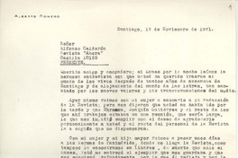 [Carta] 1971 oct. 17, Santiago, Chile [a] Alfonso Calderón