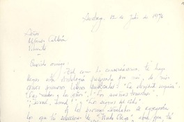 [Carta] 1976 jul. 12, Santiago, Chile [a] Alfonso Calderón