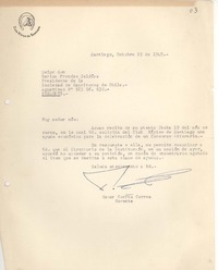 [Carta] 1949 oct. 25, Santiago, Chile [a] Carlos Préndez Saldías