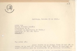 [Carta] 1949 oct. 25, Santiago, Chile [a] Carlos Préndez Saldías