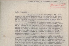[Carta] 1947 abril 9, Bahía Blanca, Argentina [al] Director de la Escuela Normal Mixta Dr. Francisco Estrella Gutiérrez