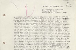 [Carta] 1951 febrero 23, Bilbao, España [a] Antonio de Undurraga, Buenos Aires