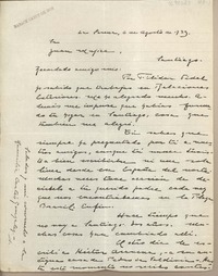 [Carta] 1939 agosto 6, La Serena, Chile [a] Juan Mujica de la Fuente
