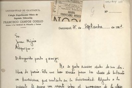 [Carta] 190 septiembre 25, Guayaquil, Ecuador [a] Juan Mujica, Arequipa, Perú