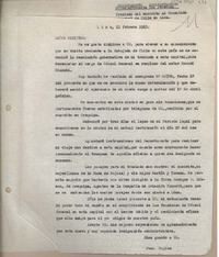 [Oficio Consular] 1963 febrero 11, Lima, Perú [al] Ministro de Relaciones Exteriores, Santiago, Chile