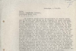 [Carta] 1962 diciembre 4, Arequipa, Perú [a] Sergio Fernández Larraín, Santiago, Chile