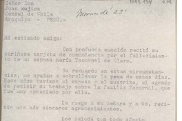 [Carta] [1961], Santiago, Chile [a] Juan Mujica de la Fuente, Arequipa, Perú