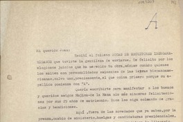 [Carta] 1963 octubre 3, Santiago, Chile [a] Juan Mujica de la Fuente, Lima, Perú