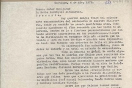 [Carta] 1971 diciembre 6, Santiago, Chile [a] Mario Rodríguez Altamirano