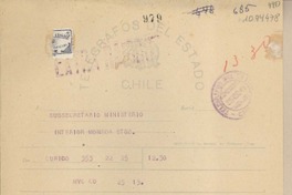 [Telegrama] 1948 agosto 25, Curico, Chile [a] Subsecretario del Ministerio del Interior, Santiago, Chile