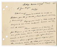 [Tarjeta] 1948 octubre 21, Santiago, Chile [a] Juan Mujica, Mendoza, Argentina