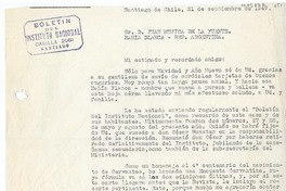 [Carta] 1947 septiembre 21, Santiago, Chile [a] Juan Mujica, Bahía Blanca, Argentina
