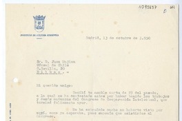[Carta] 1950 octubre 13, Madrid, España [a] Juan Mujica, Bilbao, España