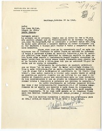 [Carta] 1946 octubre 22, Santiago, Chile [a] Juan Mujica de la Fuente, Bahía Blanca, Argentina
