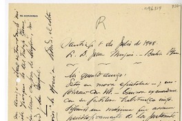 [Carta] 1948 julio 8, Santiago, Chile [a] Juan Mujica de la Fuente, Bahía Blanca, Argentina