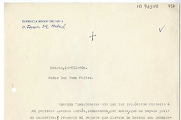 [Carta] 1950 julio 10, Madrid, España [a] Juan Mujica de la Fuente