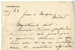 [Carta] 1932 mayo 17, Santiago, Chile [a] Juan Mujica de la Fuente, Madrid, España