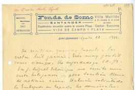 [Carta] 1932 agosto 22, Santander, España [a] Juan Mujica de la Fuente