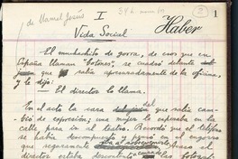 Omnibus : I Vida social [manuscrito] Joaquín Edwards Bello.