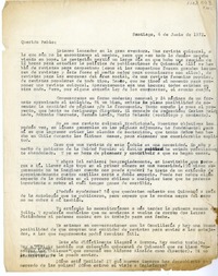 [Carta] 1972 junio 4, Santiago, Chile [a] Pablo Neruda  [manuscrito] Hans Ehrmann.