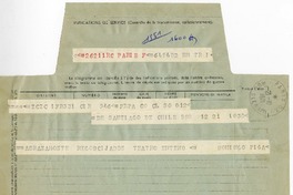 [Telegrama] 1971, octubre 21, Santiago de Chile [a] Pablo Neruda  [manuscrito] Domingo Piga.