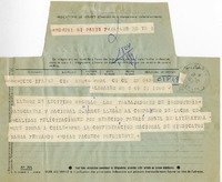 [Telegrama] 1971 octubre 21, Linares, Chile [a] Pablo Neruda  [manuscrito] Fernando Díaz Pacheco.