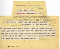 [Telegrama] 1971 octubre 26, Caracas, Venezuela [a] Pablo Neruda  [manuscrito] Luis Villalba.