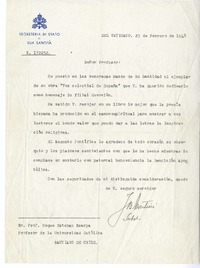[Carta] 1948 febrero 25, Ciudad del Vaticano [a] Roque Esteban Scarpa  [manuscrito] Juan Bautista Montini (Papa Pablo VI).