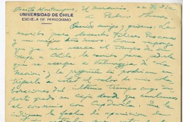[Carta] [1954] diciembre 22, Santiago, Chile [a] Pedro Olmos  [manuscrito] Ernesto Montenegro.