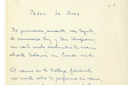 Poder de Eros  [manuscrito] Hugo Montes.