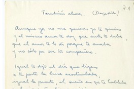 También ahora  [manuscrito] Hugo Montes.