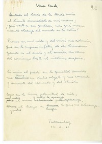 Una tarde  [manuscrito] Hugo Montes.