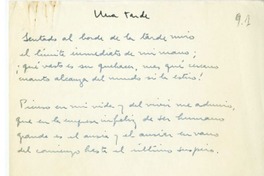 Una tarde  [manuscrito] Hugo Montes.