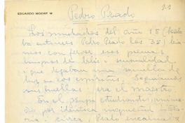 Pedro Prado  [manuscrito] Eduardo Moore Montero.