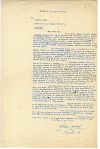 [Carta] 1951 agosto 16, Vicuña, Chile [a] Enrique Bello  [manuscrito] Pedro Moral Quemada.