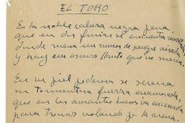 El toro  [manuscrito] Rafael Morales.