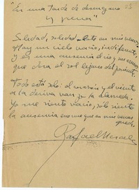 En una tarde de desengaño y pena  [manuscrito] Rafael Morales.