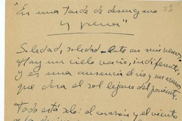 En una tarde de desengaño y pena  [manuscrito] Rafael Morales.