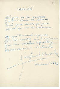 Canción  [manuscrito] Rafael Morales.