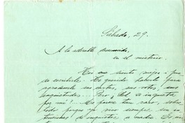 [Carta] [1914] sábado 29, Santiago, Chile [a] María Monvel  [manuscrito] Julio Munizaga Ossandón.