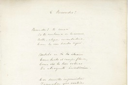 ¿Recuerdas?  [manuscrito] Ruperto Murillo Sotomayor.