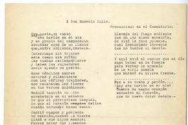 A don Eusebio Lillo  [manuscrito] Antonio Orrego Barros.