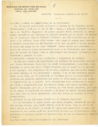 Presencia artística de Chile  [manuscrito] Joaquín Ortega Folch.