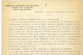 Presencia artística de Chile  [manuscrito] Joaquín Ortega Folch.
