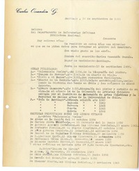 [Carta] 1968 septiembre 30, Santiago, Chile [a] Biblioteca Nacional de Chile  [manuscrito] Carlos Ossandón Guzmán.