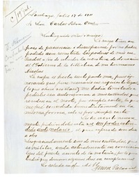 [Carta] 1911 julio 17, Santiago, Chile [a] Carlos Silva Cruz  [manuscrito] Senén Palacios.