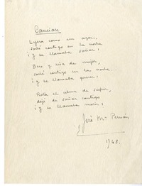 Canción  [manuscrito] José María Pemán.