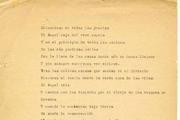 [Silencioso en todas las puertas...]  [manuscrito] Jorge Teillier.